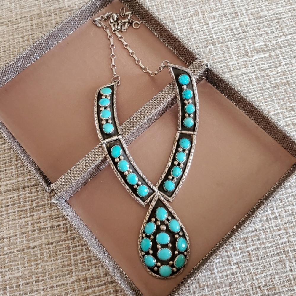 Vintage Sterling Silver and Turquoise Necklace